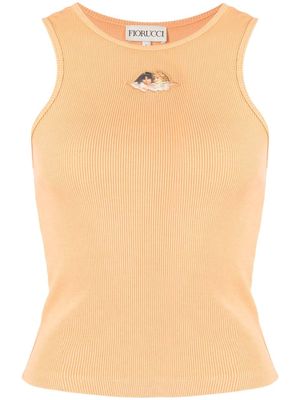 Fiorucci patch-detail ribbed vest - Orange