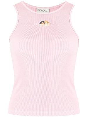Fiorucci patch-detail ribbed vest - Pink