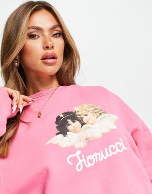 Fiorucci relaxed sweatshirt with angels graphic in fuchsia-Pink
