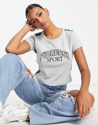 Fiorucci Sport crop T-shirt with logo in gray