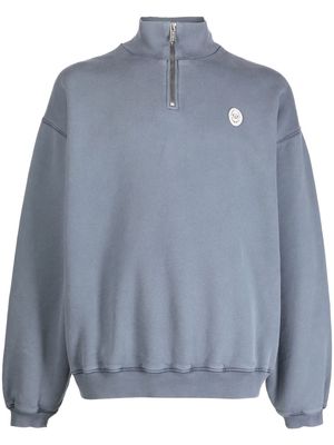 Fiorucci zip-up logo patch sweatshirt - Blue
