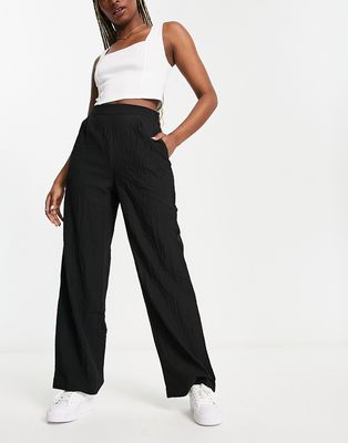 Fire & Glory Sarah textured wide leg pants in black