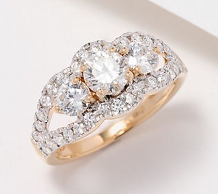 Fire Light Lab Grown Diamond Round Cut 1.50cttw Ring, 14K Gold