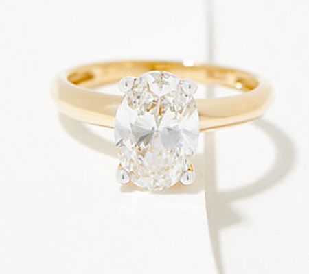 Fire Light Lab Grown Solitaire 2.0ct Diamond Ring, 14K Gold