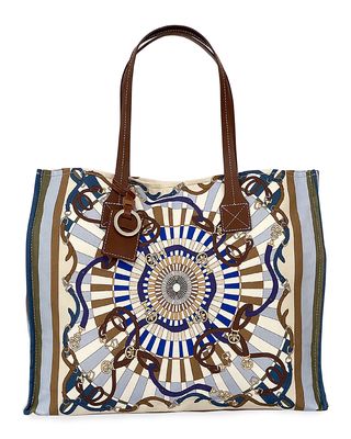 Firenze Belt-Print Shopper Tote Bag, Blue