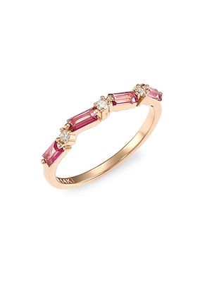 Fireworks 14K Rose Gold, Pink Topaz & Diamond Ring