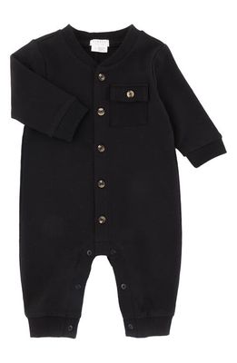 FIRSTS by Petit Lem Caviar Black French Terry Romper in 900 Black