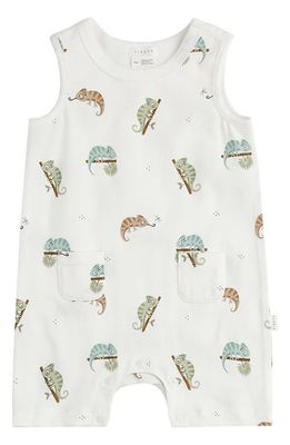 FIRSTS by Petit Lem Chameleon Print Sleeveless Romper in Off White