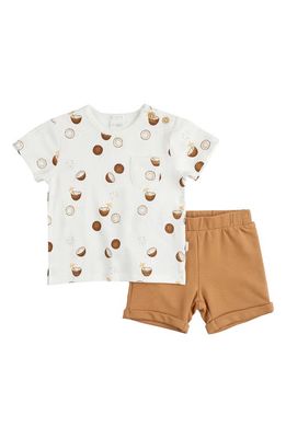 FIRSTS by Petit Lem Coconut Print T-Shirt & Shorts Set in Off White 