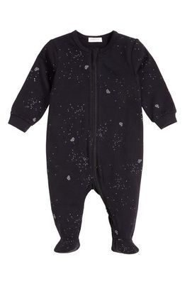 FIRSTS by Petit Lem Fireflies Organic Cotton Fitted One-Piece Footed Pajamas in 900 Black