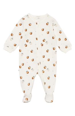 FIRSTS by Petit Lem Golden Apples Stretch Organic Cotton Footie in Off White
