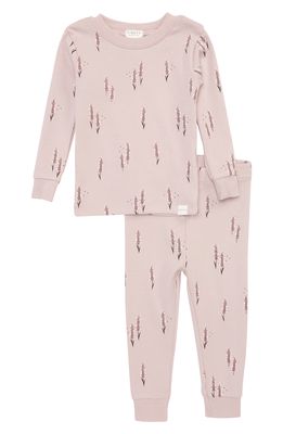 FIRSTS by Petit Lem Lavender Print Fitted Two-Piece Stretch Organic Cotton Pajamas in 700 Purple