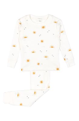 FIRSTS by Petit Lem Ocean Sun Print Two-Piece Fitted Pajamas in 101 Off White