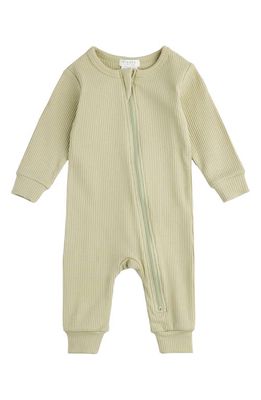 FIRSTS by Petit Lem Rib Fitted One-Piece Pajamas in Lim Green Lime