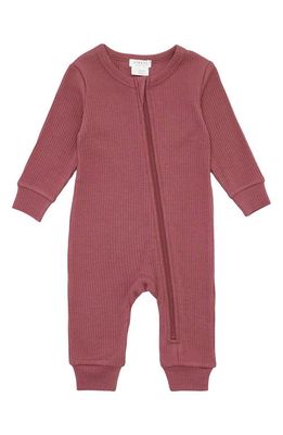 FIRSTS by Petit Lem Rib Fitted One-Piece Pajamas in Plu Plum