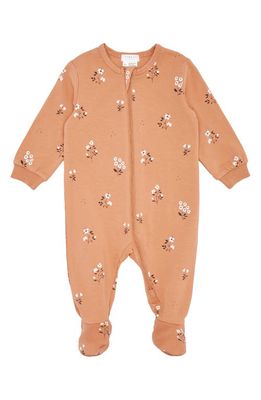 FIRSTS by Petit Lem Sienna Floral Stretch Organic Cotton Footie in Pink