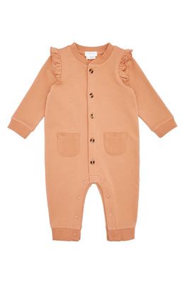 FIRSTS by Petit Lem Sienna Ruffle Stretch Organic Cotton Romper in Pink