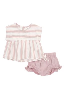 FIRSTS by Petit Lem Stripe Organic Cotton Top & Bloomers Set in 700 Purple