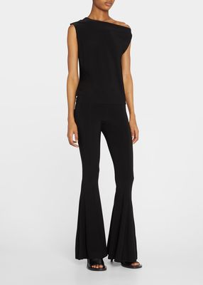 Fishtail High-Waisted Flare Pants