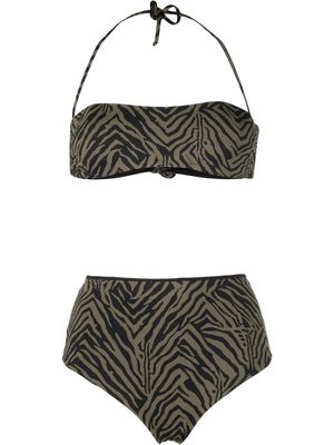 Fisico all-over zebra-print bikini set - Green