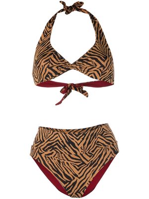 Fisico animal-print bikini set - Brown