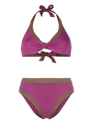 Fisico contrasting-detail stretch bikini - Purple