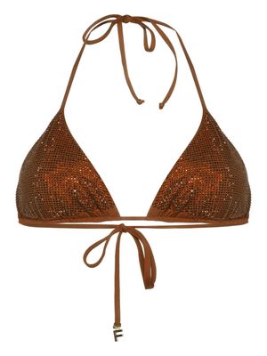 Fisico crystal-embellished bikini top - Brown