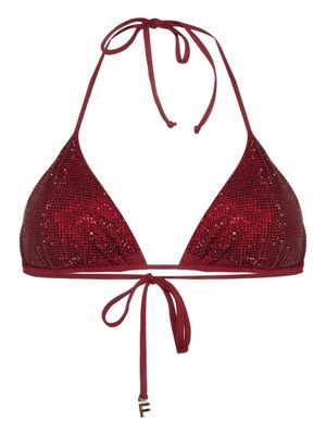 Fisico crystal-embellished bikini top - Red