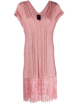 Fisico fringed knitted beach dress - Pink