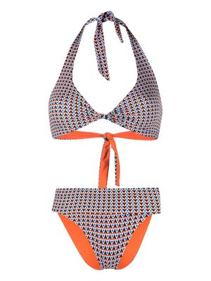 Fisico geometric-pattern reversible bikini set - Orange