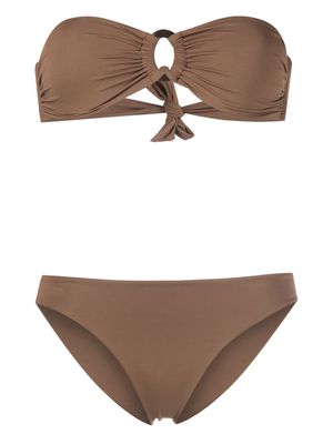 Fisico graphic-patch high-waisted bikini - Brown