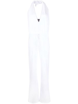 Fisico halterneck flared jumpsuit - White