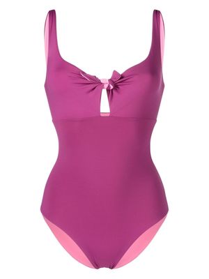 Fisico knot-detail swimsuit - Pink