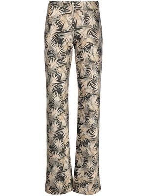 Fisico leaf-print straight-leg trousers - Black