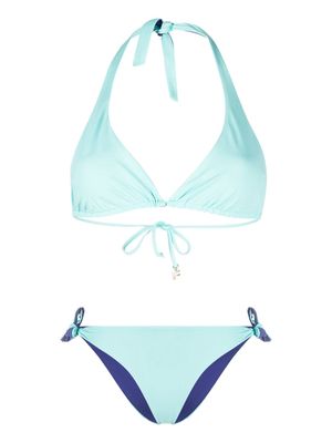 Fisico logo-charm halterneck bikini - Blue