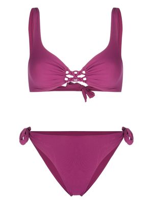 Fisico logo-patch braided-detail bikini - Purple