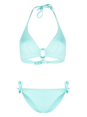 Fisico logo-patch stretch bikini - Blue