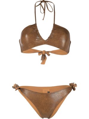 Fisico reversible tie-fastening bikini set - Brown