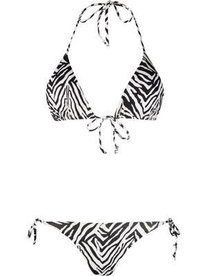 Fisico reversible zebra-print triangle bikini - White