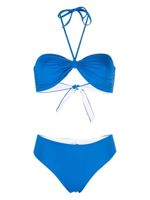 Fisico ruched bandeau bikini set - Blue