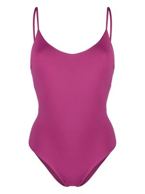 Fisico ruched V-back one-piece - Purple