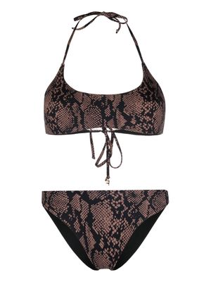Fisico snakeskin-print bikini set - Black