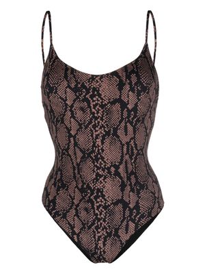 Fisico snakeskin-print swimsuit - Black