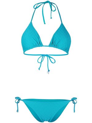 Fisico textured triangle bikini - Blue