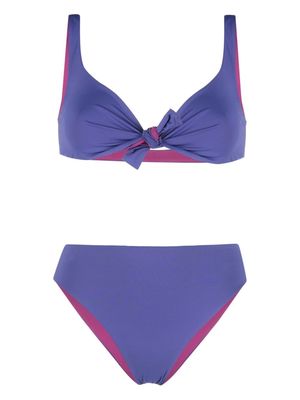 Fisico tie-fasten two-tone bikini - Purple