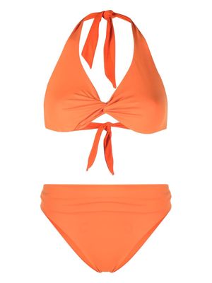 Fisico twist-detail halterneck bikini - Orange