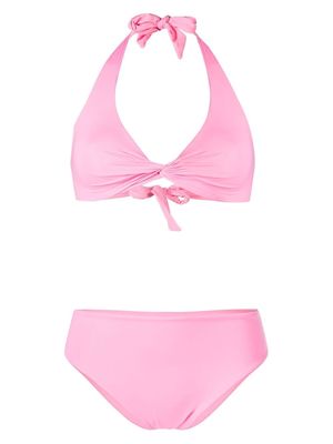 Fisico twist-detail halterneck bikini - Pink