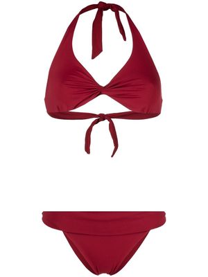 Fisico twisted halterneck bikini - Red