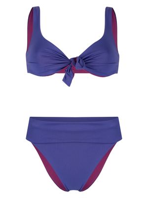 Fisico two-tone knot-detail bikini - Purple