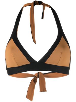 Fisico two-tone panel bikini top - Brown